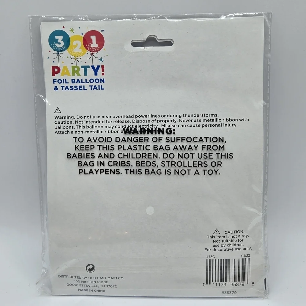 321 Party! Prismatic Star Foil Balloon with Tassel  24